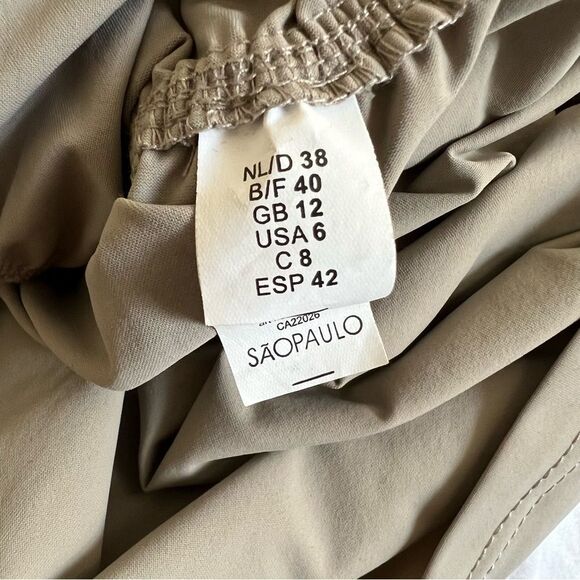 Chic Long Sleeve Ruched Dress - Taupe - Picture 8 of 8